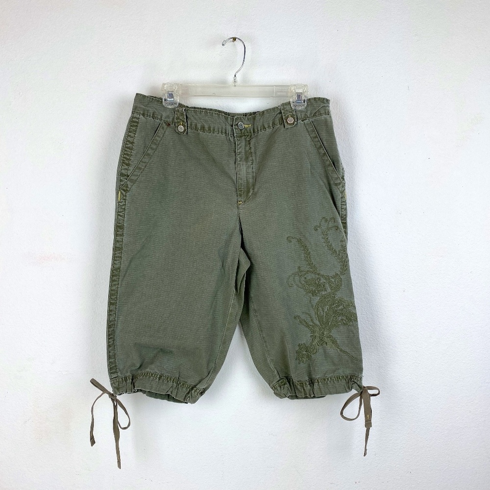 Jones Wear Jeans Womens Pants 14 Green Cotton Below Knee Hiking Outdoor Ripstop
